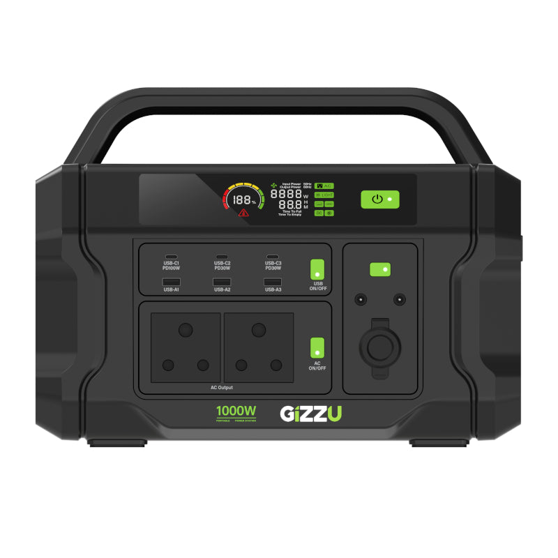 GIZZU CHALLENGER PRO 1120WH/1000W LITHIUM UPS PORTABLE POWER STATION (2 Years Warranty) - TV, Playstation, Desktop PC, SMALL (Fridge, Washing Machine & Microwave Oven)