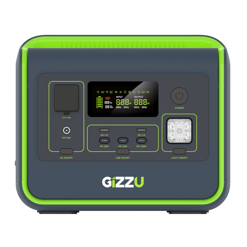 GIZZU HERO CORE 512WH/800W UPS FAST CHARGE LITHIUM PORTABLE POWER STATION (2 Years Warranty) - TV, Playstation, Lights, Laptop & Small Fridge
